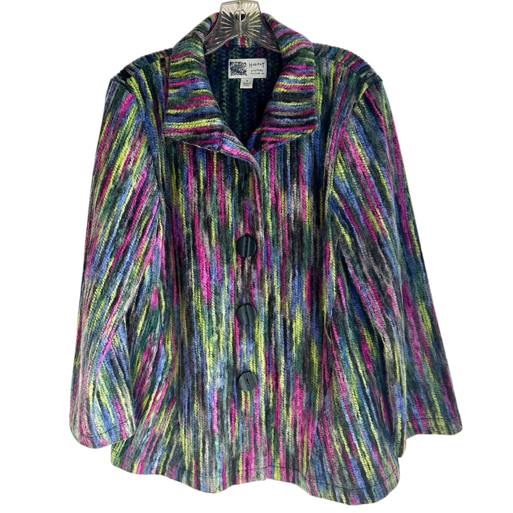 Habitat Green Black Purple Blue Striped Jacket Size Small